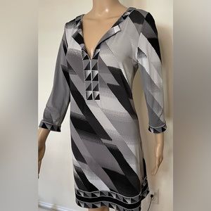 BCBG Max Azria Gray Geo Print Tunic Dress, Size M